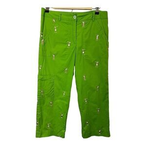 LILLY PULITZER Women’s Vintage Embroidered Cotton Golf Pants Green Size 6